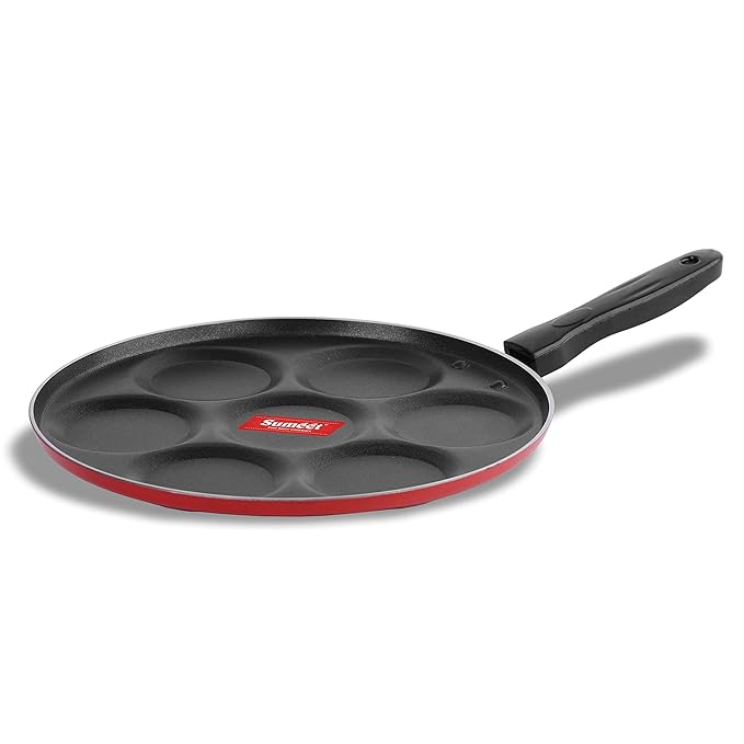 Sumeet 2.6 mm Non Stick Multi Snack Maker (Red, 26.5 cm Dia) Egg Poach and more