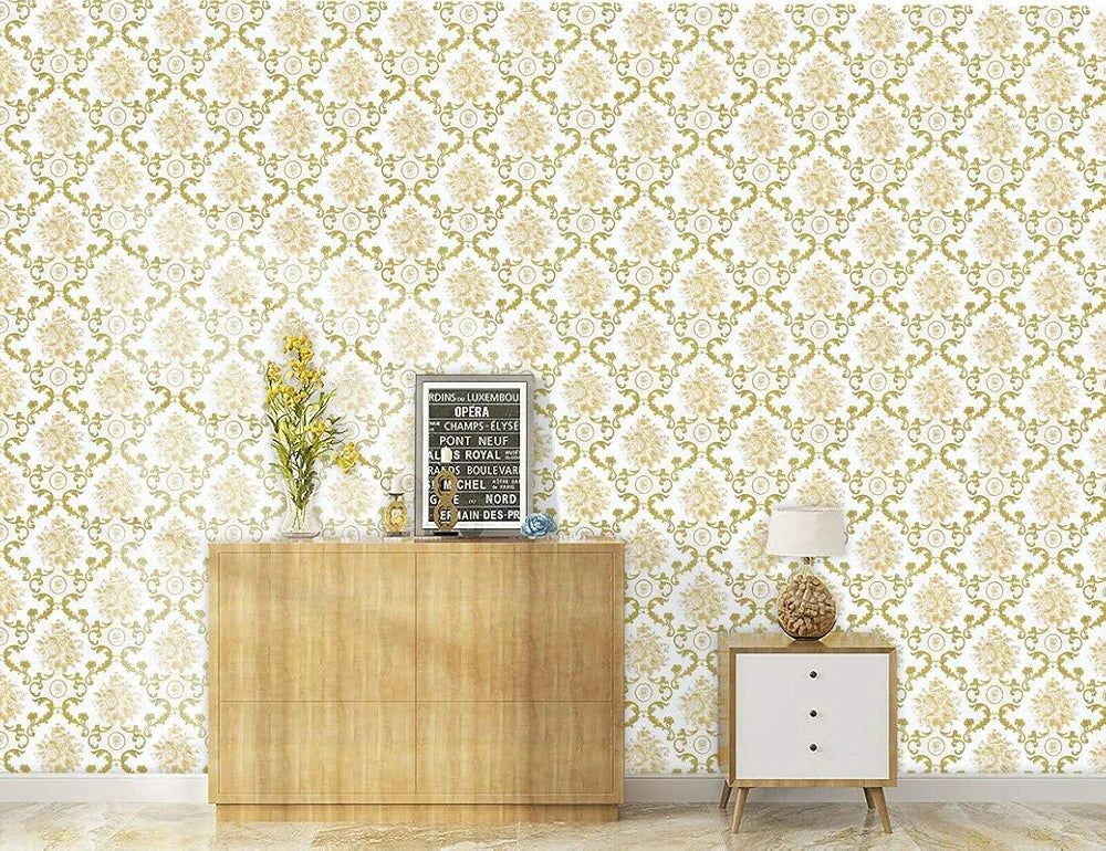 Jaamso Royals Golden Damask Hall Wallpaper for Walls 200CM X 45CM
