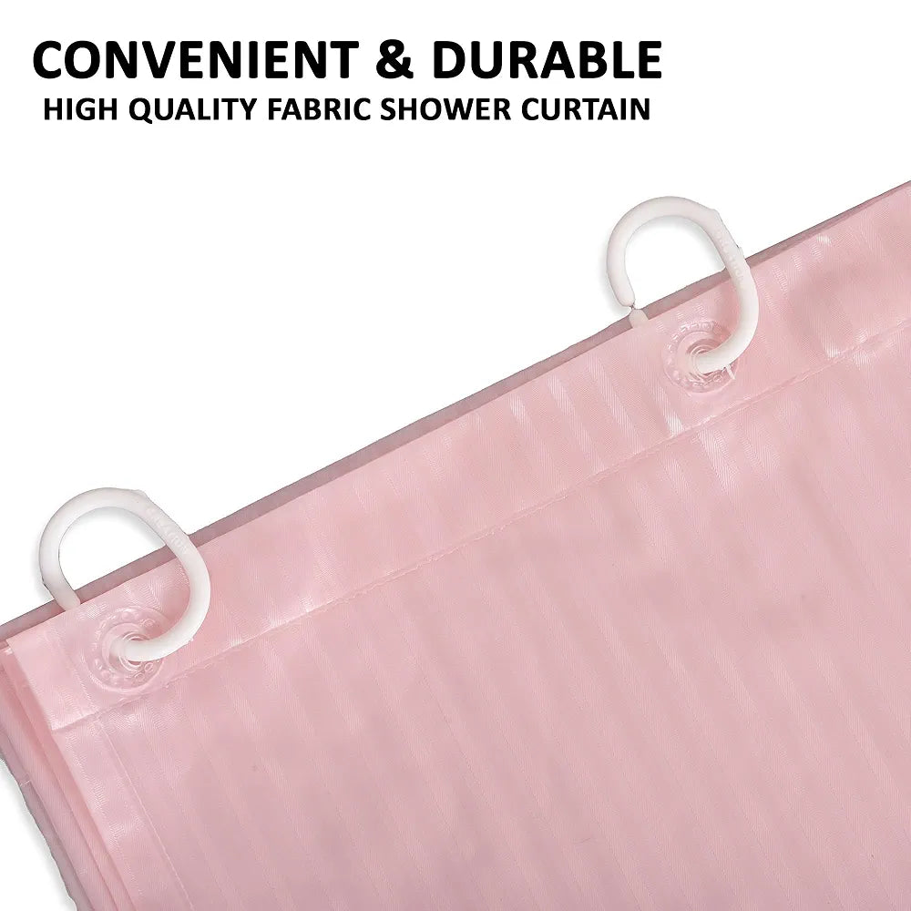 Kuber Industries Shower Curtain Bathroom Shower Curtain 8 Rings Curtain Lining Pink