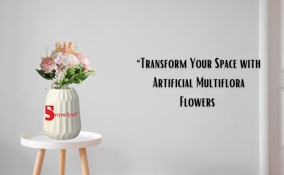 Artificial Multiflora Fake Flowers Bunch Decorative Items Without Vase Pot Purple