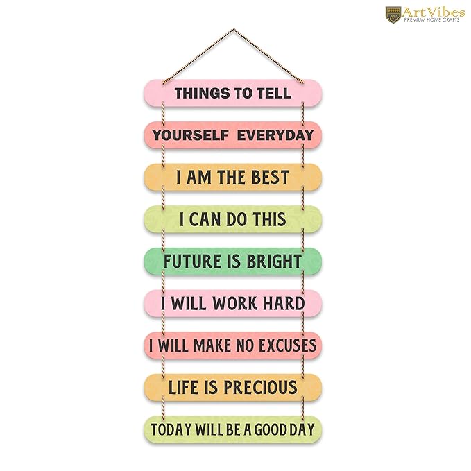 Artvibes Self Motivation Quotes Mdf Wooden Wall Hanging for Home Livingroom Art Items