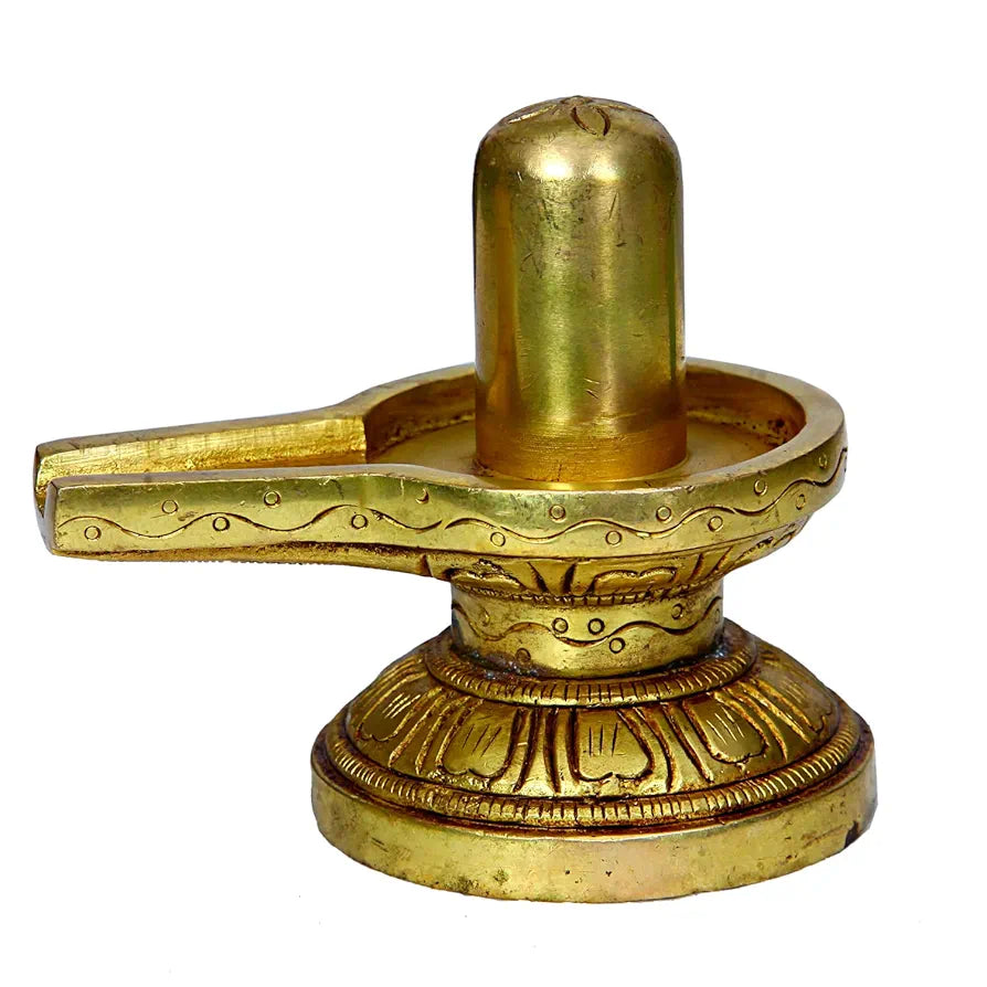 anciently Brass Shivling | Brass Shiva Lingam | Brass Sivalingam for Puja Brass 8.5CM Height Gold Colour 1 Piece