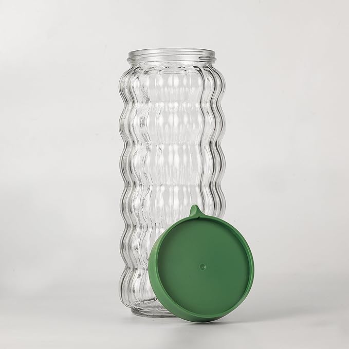 Femora Kitchen Storage Jars Clear Glass With Plastic Stackable Lid Jar | 1000 Ml | Set of 4