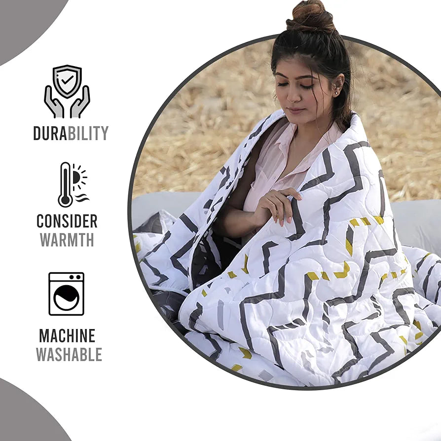 Divine Casa 120 GSM Microfiber Single Bed Comforter Soft & Lightweight Reversible AC Blanket Colour Slate