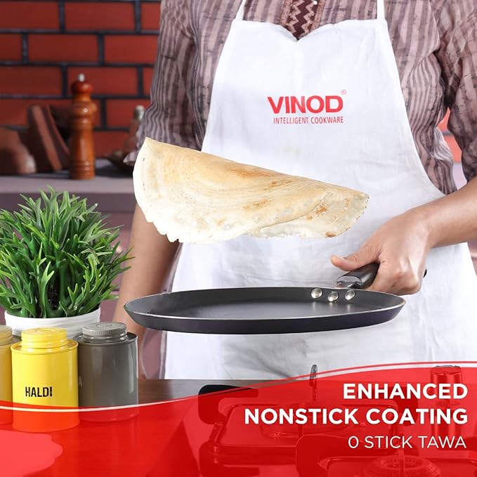 Vinod Zest Aluminium Non Stick Dosa tawa - 30 cm | Flat Bottom Tawa | 5 mm Extra Thick | 3 Layer Ceramic Coating