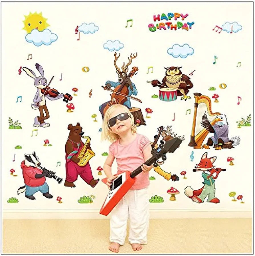 Jaamso Royals Multicolor Zoo Animal Bear Wall Sticker Waterproof and Removable Sticker Zoo Animal Bear Wall Sticker