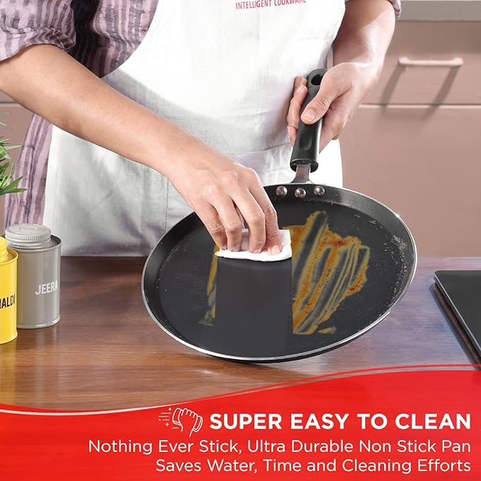 Vinod Zest Aluminium Non Stick Dosa tawa - 30 cm | Flat Bottom Tawa | 5 mm Extra Thick | 3 Layer Ceramic Coating