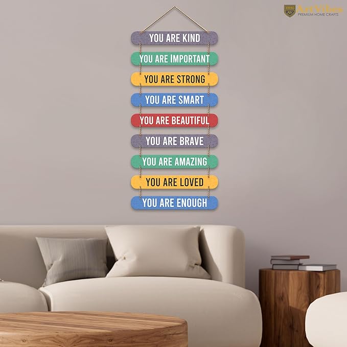 Artvibes Positive Quotes Mdf Wooden Wall Hanging for Home Livingroom Art Items | Home Decor Items