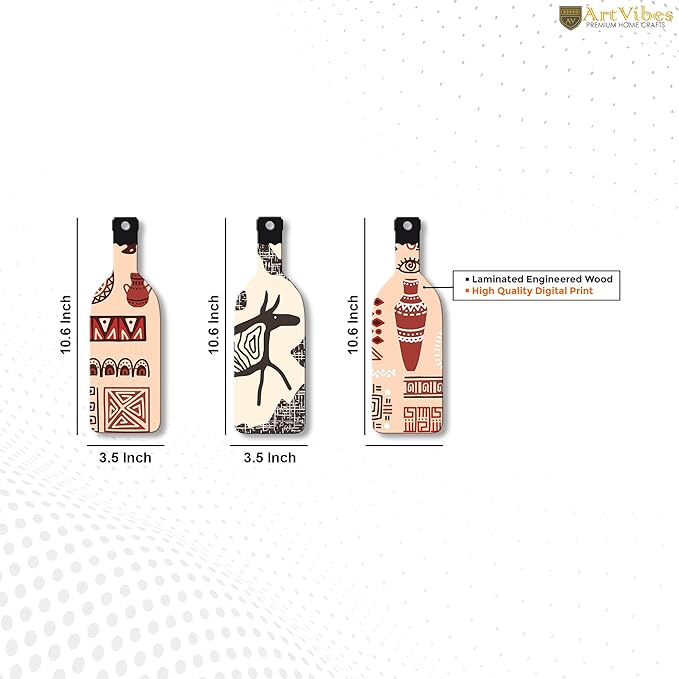 Artvibes African Warli Art Wooden Wall Hanging for Home Decor | Set of 3