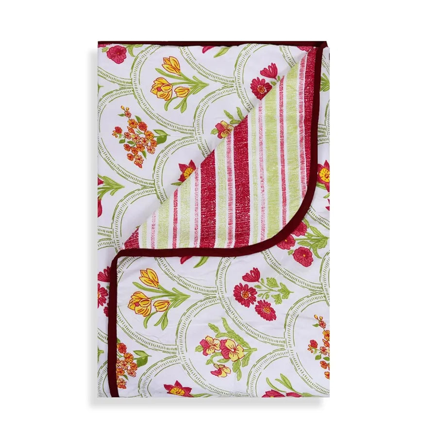 Cloth Fusion Reversible Dohar Double Bed, Soft Cotton Blend AC Blanket for Summer Multicolor