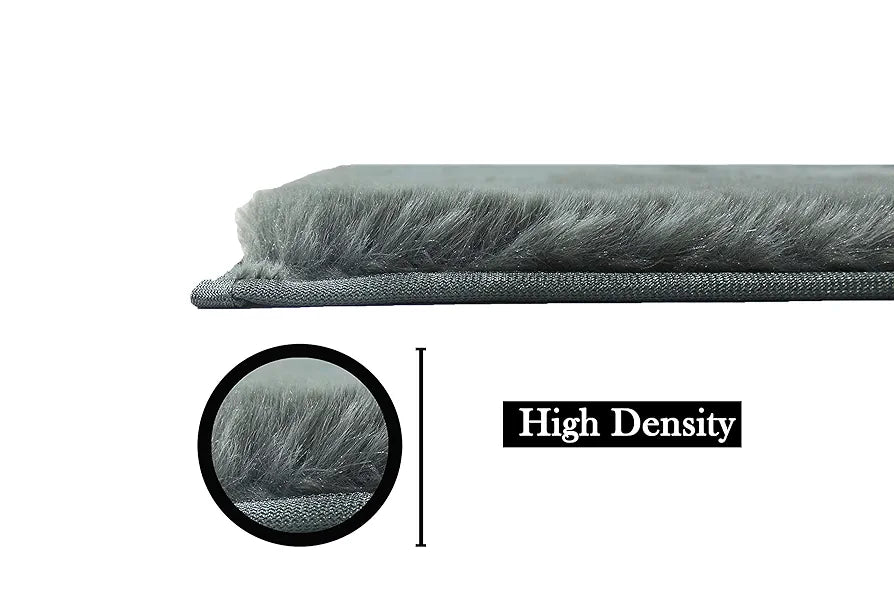 Luxe Home International Rabbit Fur Rectangular Mat Soft Anti Slip Skid Ruffle Mats 60X90 Cm Rug Colour Grey