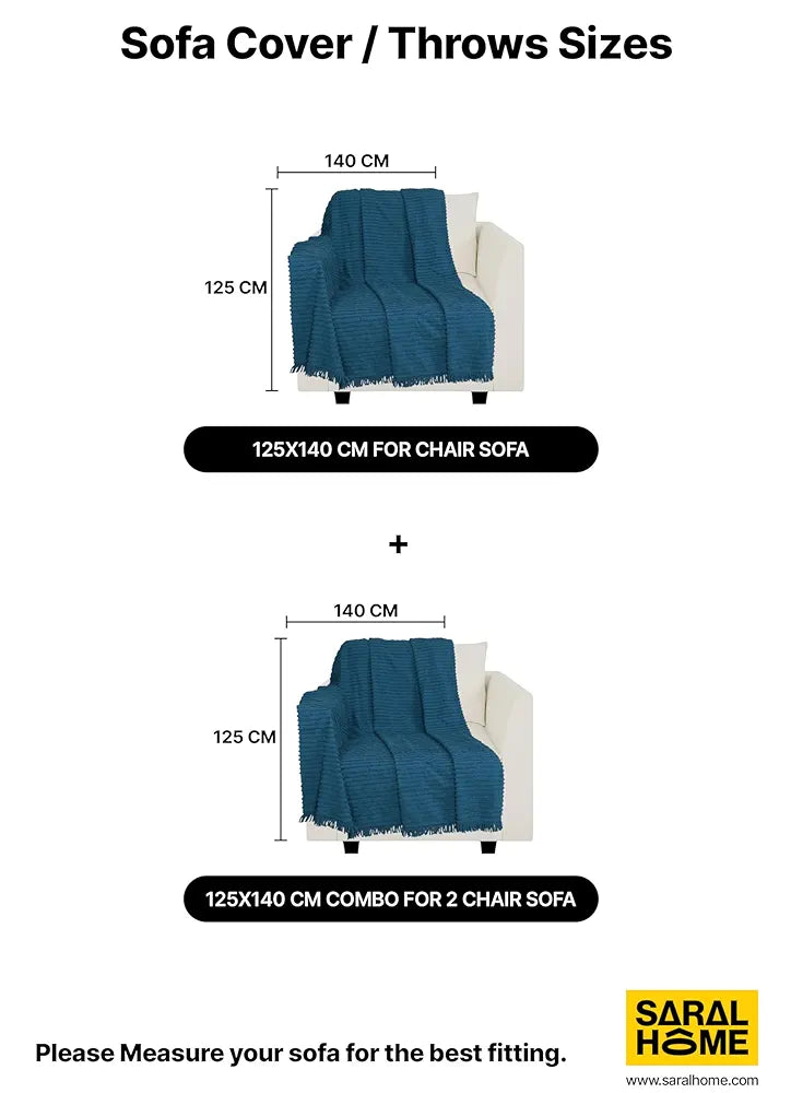 Saral Home Barkha Stripe Cotton 2 Seater Sofa Throw Colour Blue