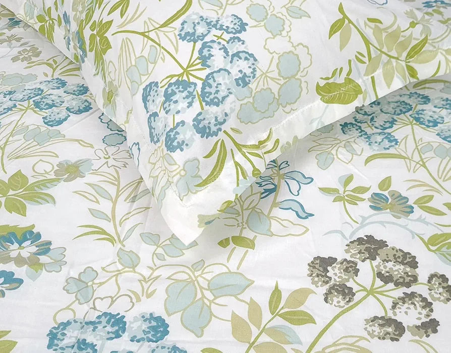 Divine Casa 144 TC Super Soft 100% Cotton Bedsheet for Double Bed  144 Thread Count Floral Colour Green Blush