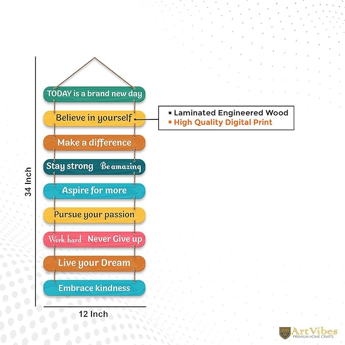 Artvibes Self Motivation Quotes Mdf Wooden Wall Hanging for Home Livingroom Art Items