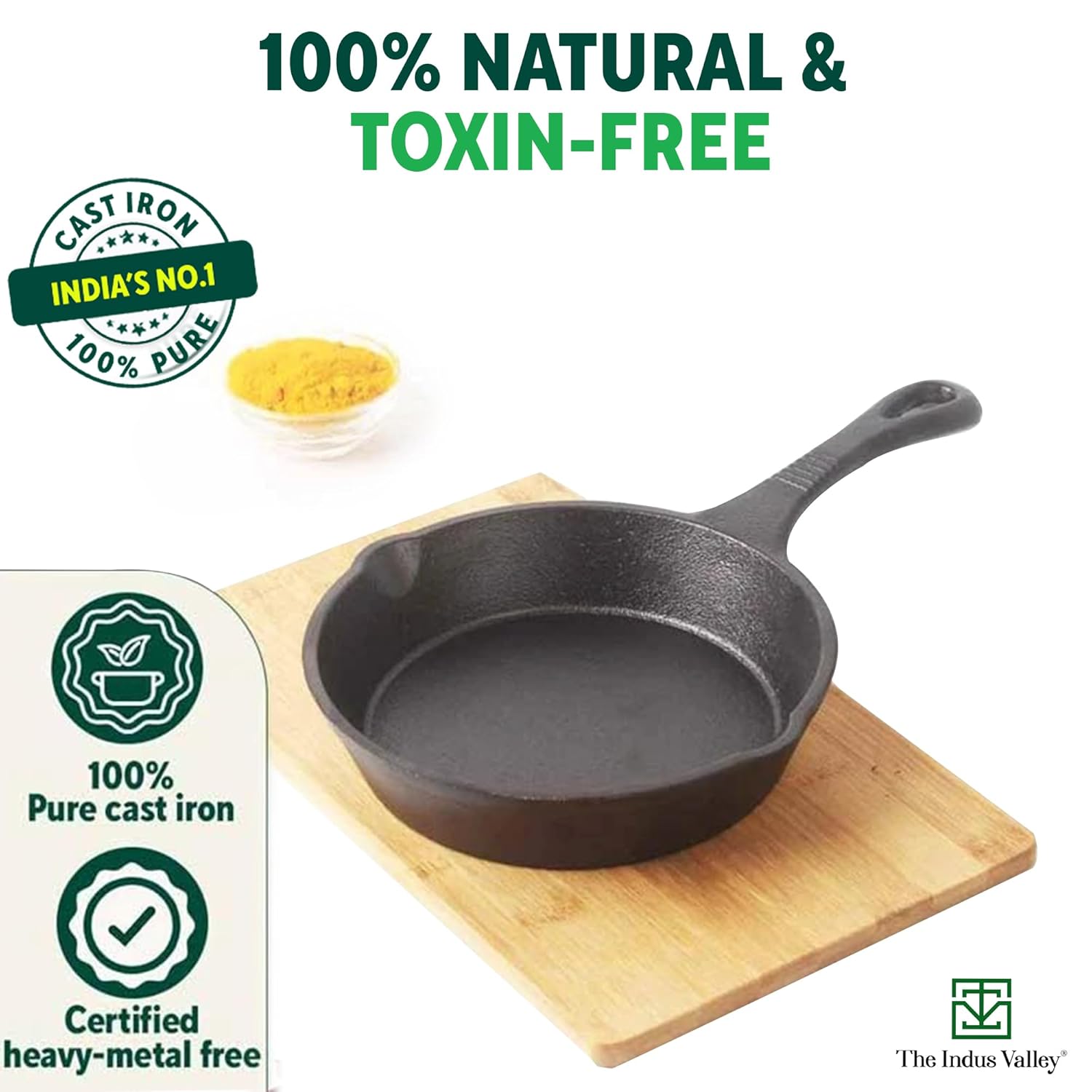 The Indus Valley Preseasoned Cast Iron Fry Pan/Skillet With Long Handle | Induction Friendly | Nonstick Fry Pan