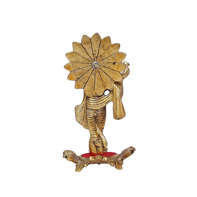 KridayKraft Lord Krishna standing Playing Flute Gold for Pooja Room Decorative For Home