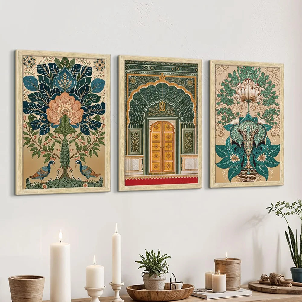 ArtX Paper Madhubani - 01 Art Paintings with Frame Set of 3