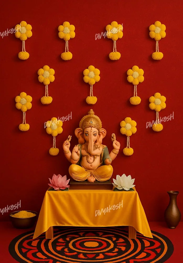 Marigold Flower Backdrop Itemsfor Decoration Artificial Flower Garland Background 8 Pcs