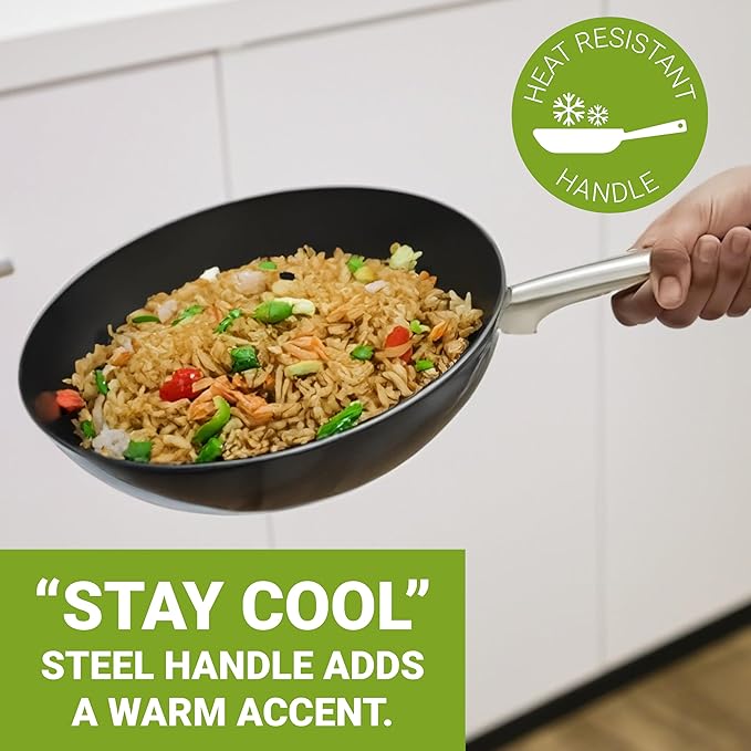 Femora Preseasoned Cast Iron Fry Pan/ Skillet/ Wok of 28cm Diameter With Tough Handle Non Toxic and Coating Free |1  Piece | Black