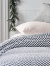 Chevron Throw Blanket Handwoven with Fringes Colour Navy