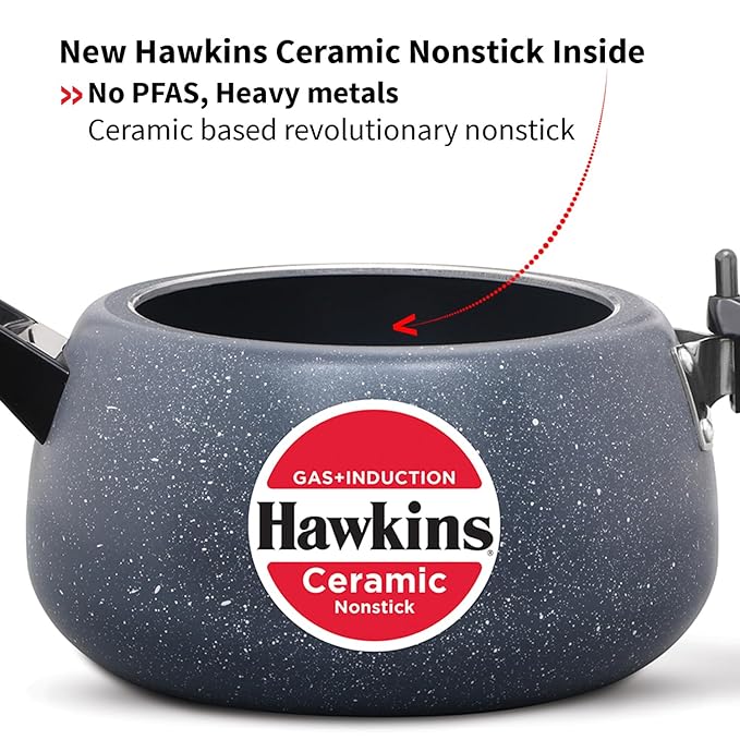 Hawkins 5 Litre Ceramic Nonstick Pressure Cooker Induction Inner Lid Cooker
