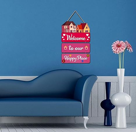 Angel Infinite Welcome To Our Happy Place Wooden Wall Hanging For Home Decor (Design4)