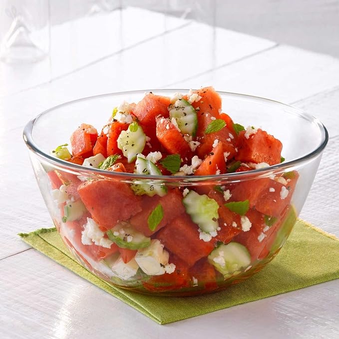 Borosil Basic Glass Mixing & Serving Bowls With Blue Lid | Microwave Safe Bowls | Set of 1 | 1.3 Litres