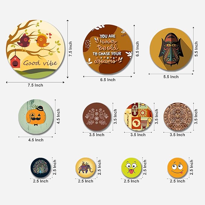 Artvibes Nature Designer Mdf Wooden Wall Hanging | Set of 11