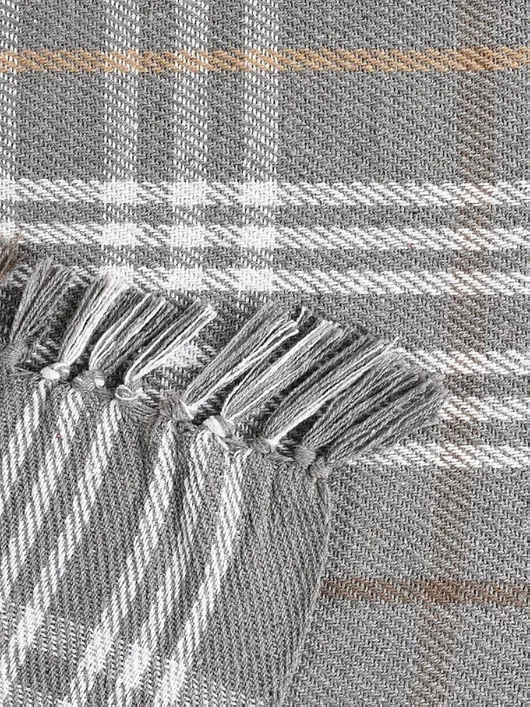 Sashaa World Soft Check Throw Blanket Colour Dark Grey
