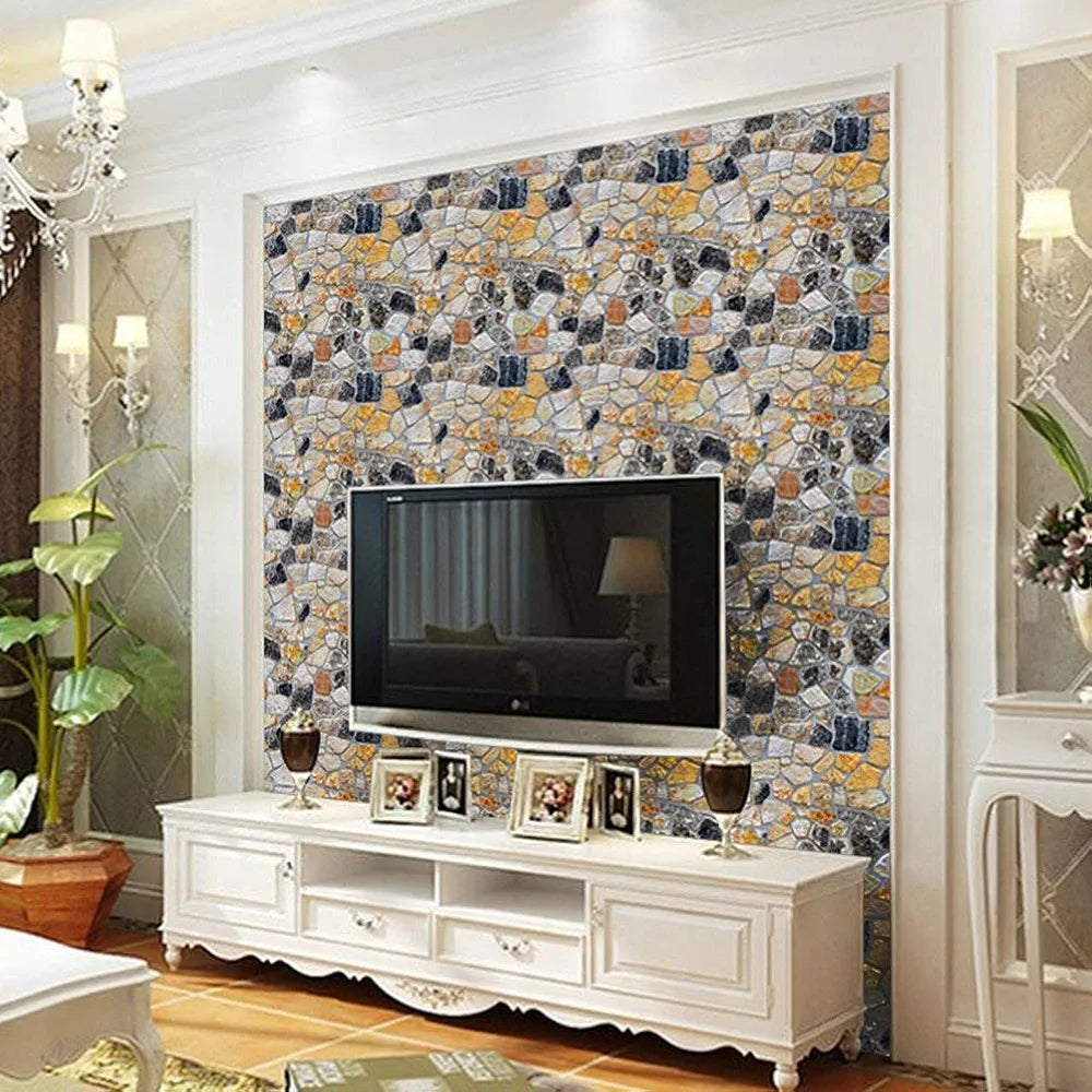 Jaamso Royals New 3d Effect Stone Peel and Stick Self Adhesive Wallpaper Wall Sticker Wallpaper 6