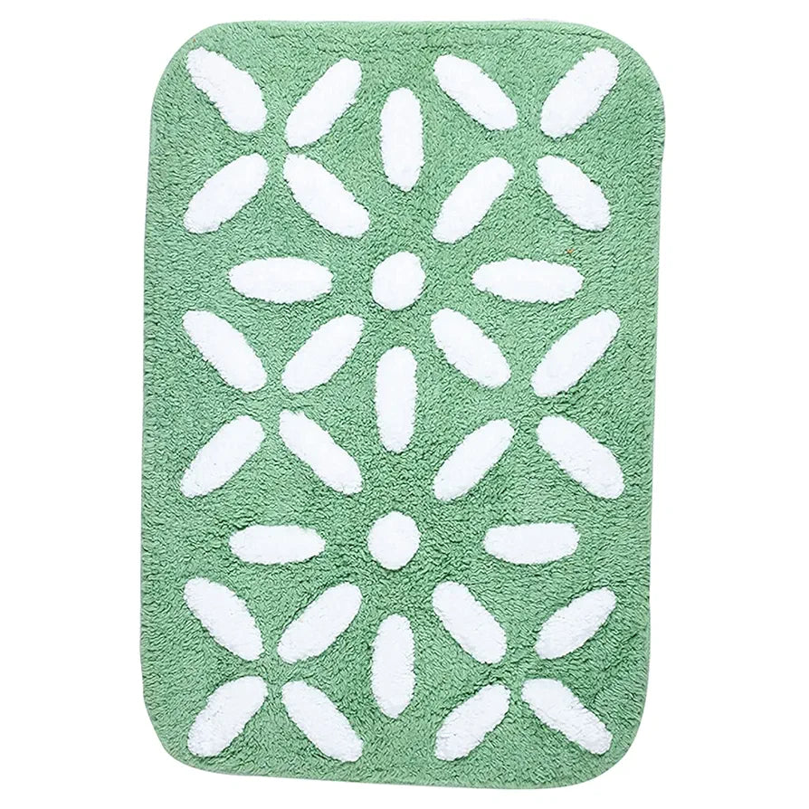 Saral Home Cotton Bathmat with Contour mat Colour Green