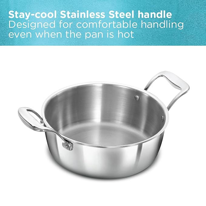 Hawkins 3 Litres Pro Triply Stainless Steel Cook N Serve Bowl With Steel Lid | Silver
