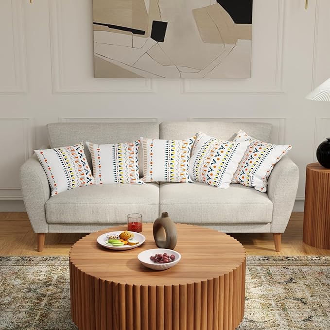 Urban Space Decorative Cotton Cushion Cover Set of 5 Colour Ikat Orange