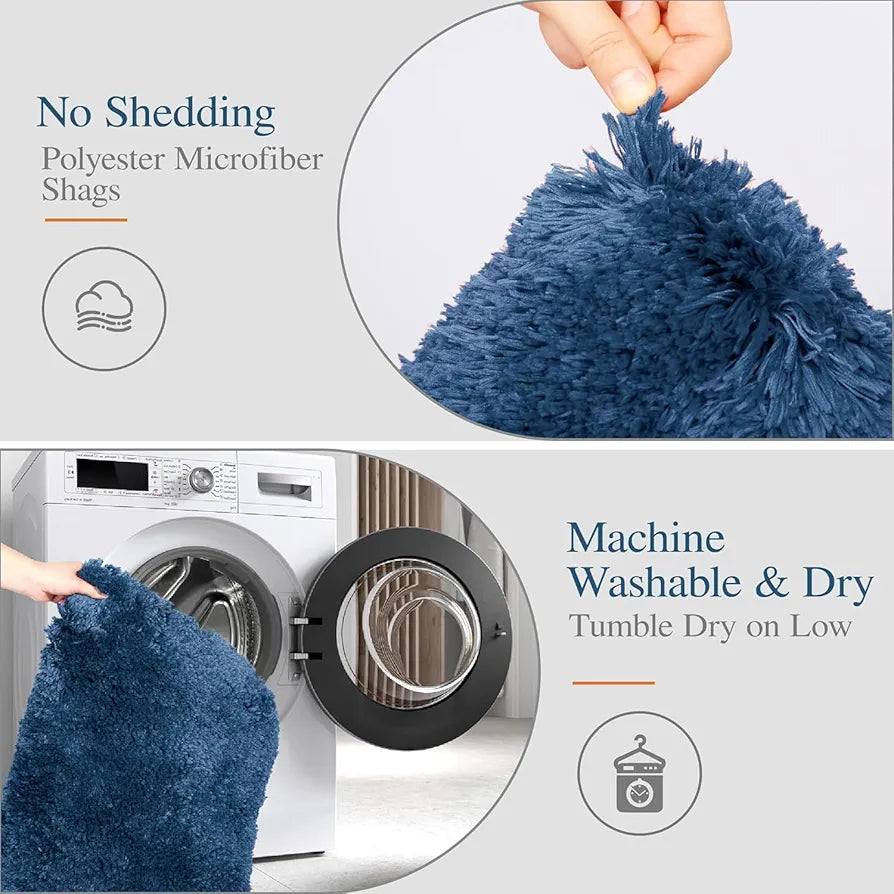 Ishro Home Premium Fuzzy Shag Carpet for Hall Rugs for Living Room, Carpets for Living Room Colour Blue