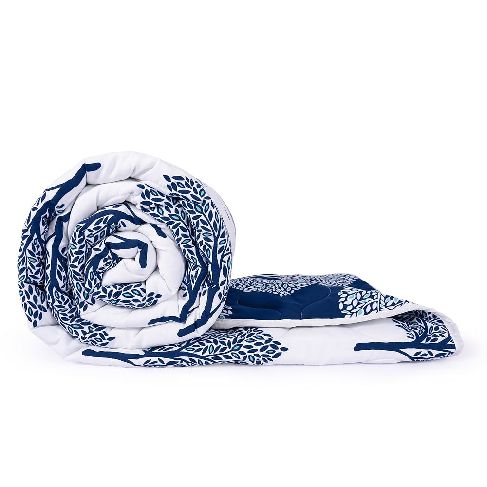 Divine Casa 120 GSM Microfiber Single Bed Comforter Soft & Lightweight Reversible AC Blanket Colour Dark Sapphire