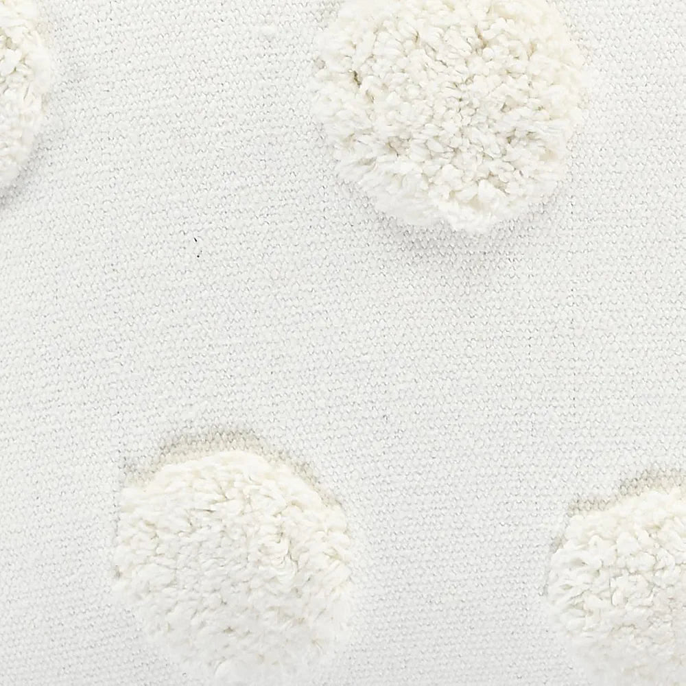 Sashaa World Cotton Tufted Dots Cushion Cover Colour White