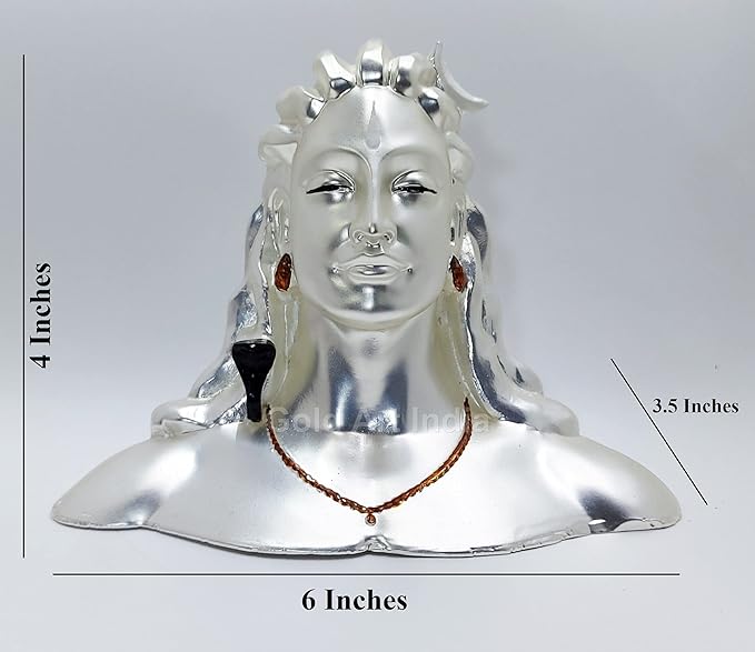 Gold Art India Silver Plated Adiyogi Shiva Statue Mahadev Murti Colour Silver Matte