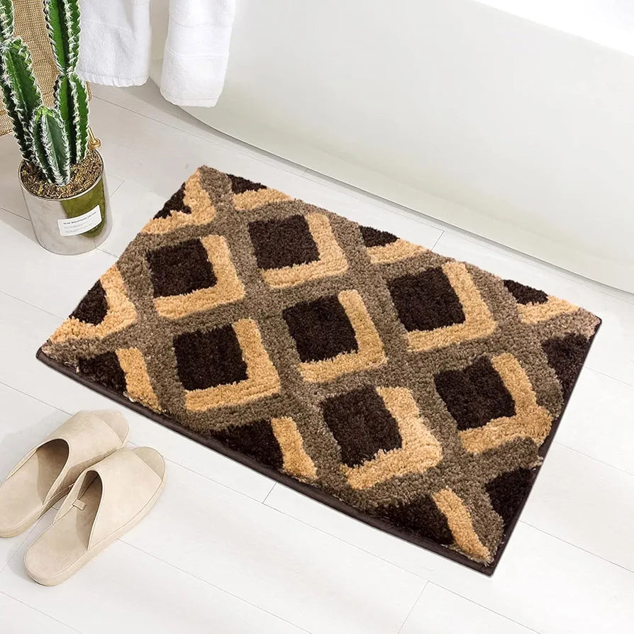 Luxe Home International Ruffle Floor Rug Foot Mats 3 X 5 Ft colour Taupe