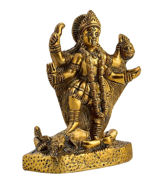 The Advitya Brass Maa Kali Statue | Goddess Mahakali Idol on Shiva | Hindu Religious Idol for Home Office Puja Gifting