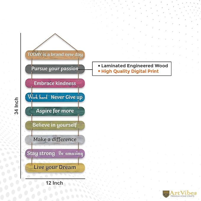 Artvibes Decorative Positive Quote Printed Wooden Wall Hanging for Home Decor Items