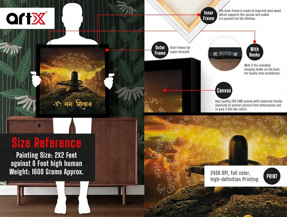 ArtX Om Namah Shivay Big Canvas Painting For Living Room With Frame