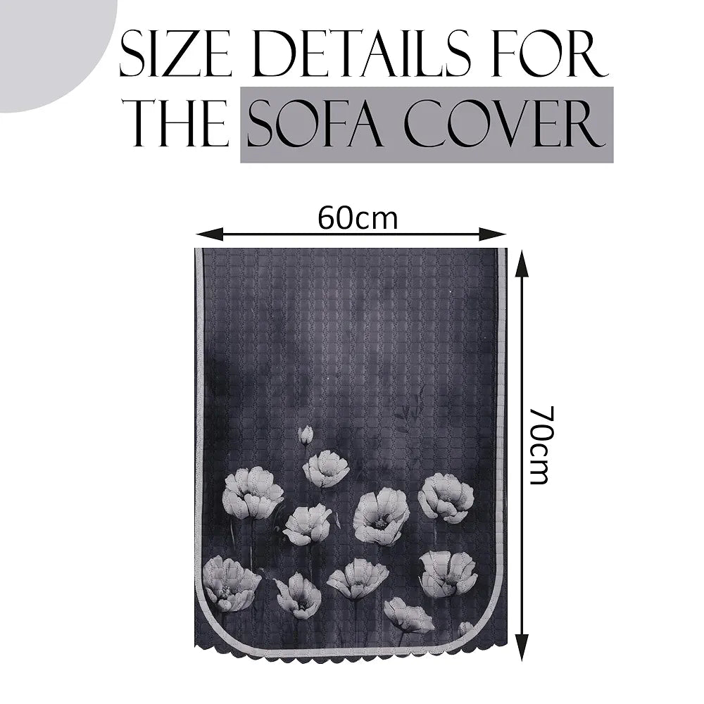 Kuber Industries Set of 6 Durable 2+1 Seater Sofa Covers Lotus Print Grey