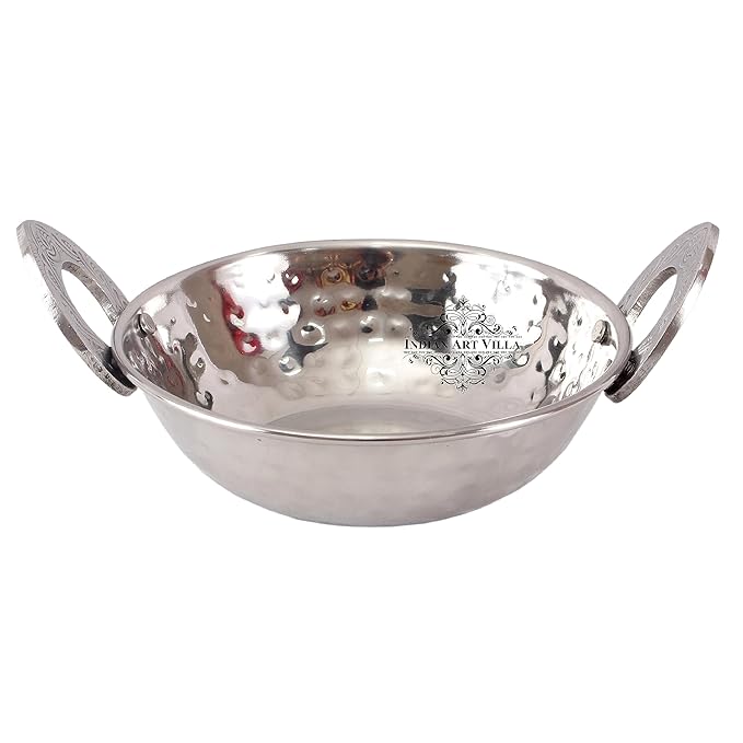 Indian Art Villa Steel Kadhai Kadai Wok Hammer Design - 200 gms