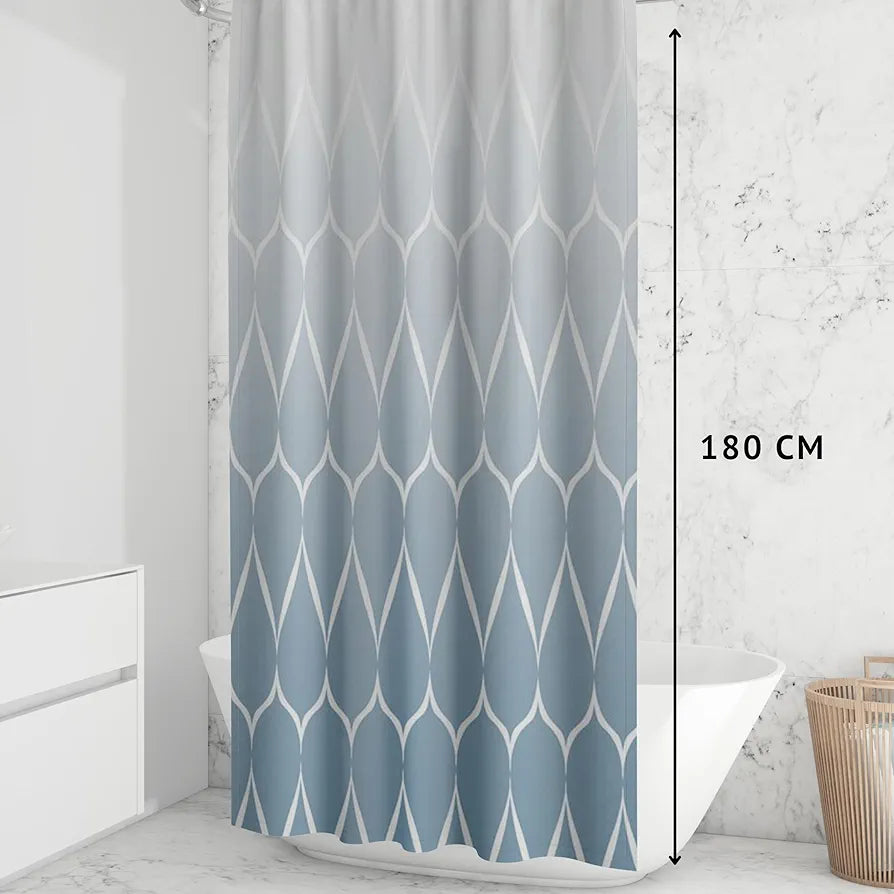 Homethreads Embrace Luxury with Our 6-Feet Long Premium Polyester Shower Curtain with 12 Hooks for a Lavish Bathroom, Machine Washable Blue