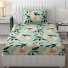 Fresh From Loom Single Bed Floral Design Microfiber Single Bedsheet Includes 1 Pillow Covers 144 TC Sea Green