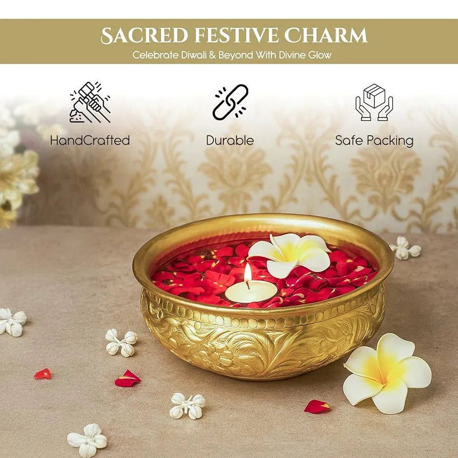 Ekhasa Golden Aluminium Urli Bowl Gold Urli 1