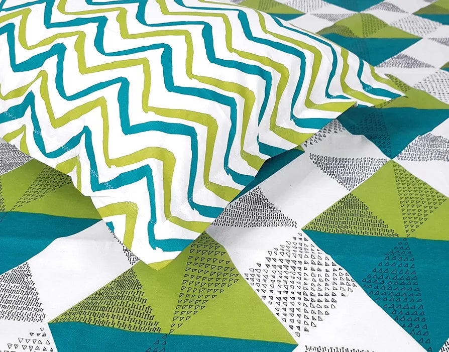 Divine Casa 144 TC Cotton Bedsheet for Double Bed with 2 Pillow Cover Colour Aqua Lime