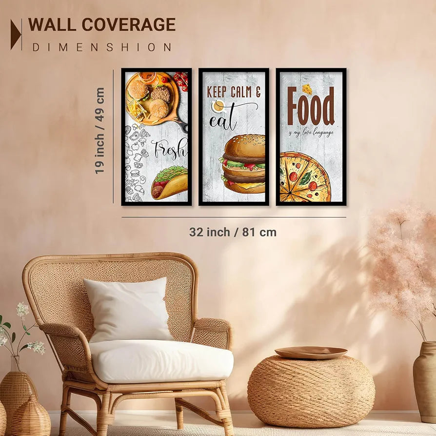 Kotart Kitchen Quotes Posters with Frame for Restaurant Fresh Set of 3