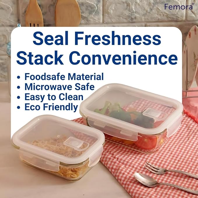 Femora Borosilicate Glass Containers for Kitchen | Storage Box for Kitchen With Air Vent Lid | Pack of 1 | 1000 Ml