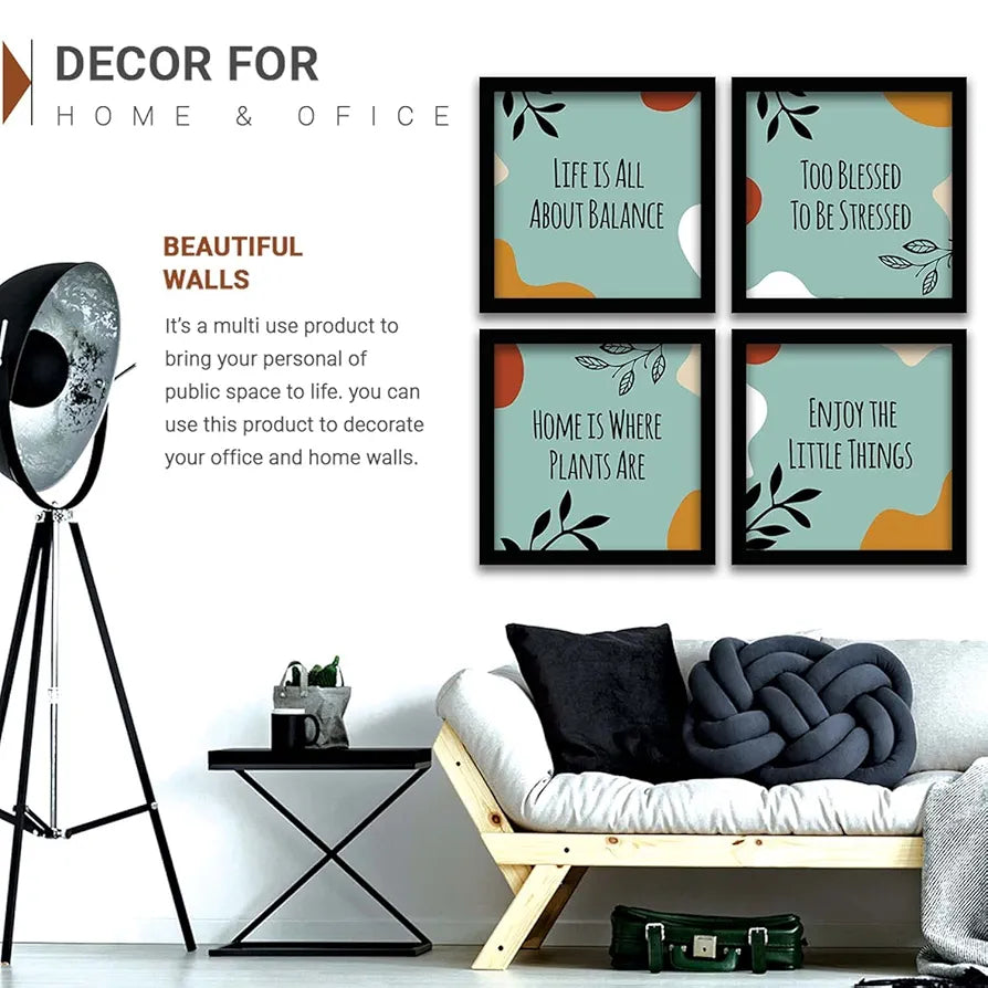 Kotart Engineered Wood Life Is All About Balance Motivational Quotes Frames Set Of 4